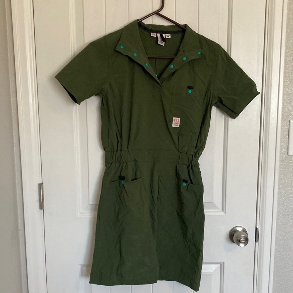 Topo Designs Green Collared Dress